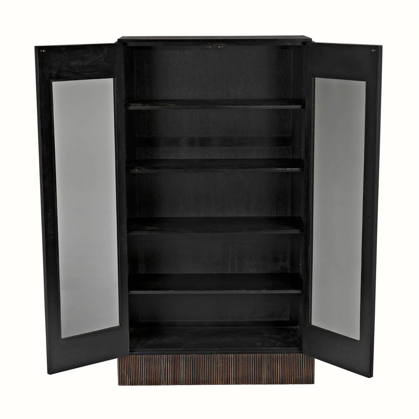 Noho Hutch, Hand Rubbed Black with Light Brown Trim