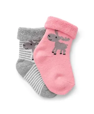 Norwegian Baby's Socks 2 Pack - Pink/Grey