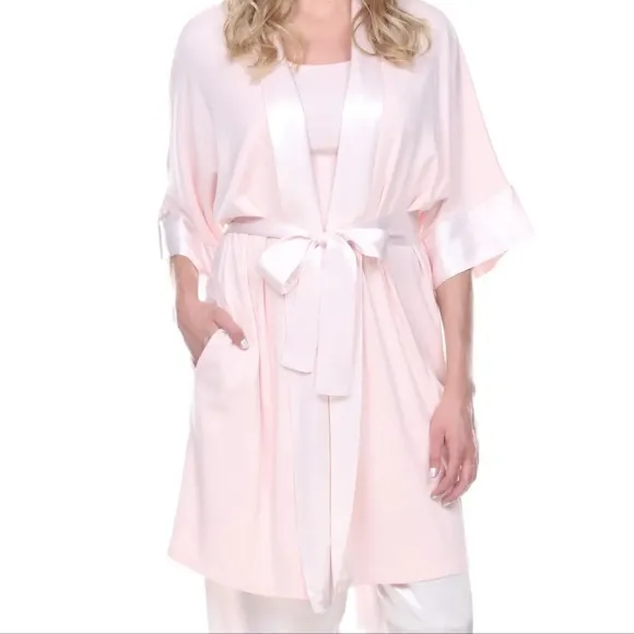 NWT PJ HARLOW SHALA RIBBED KNIT ROBE BLUSH PINK