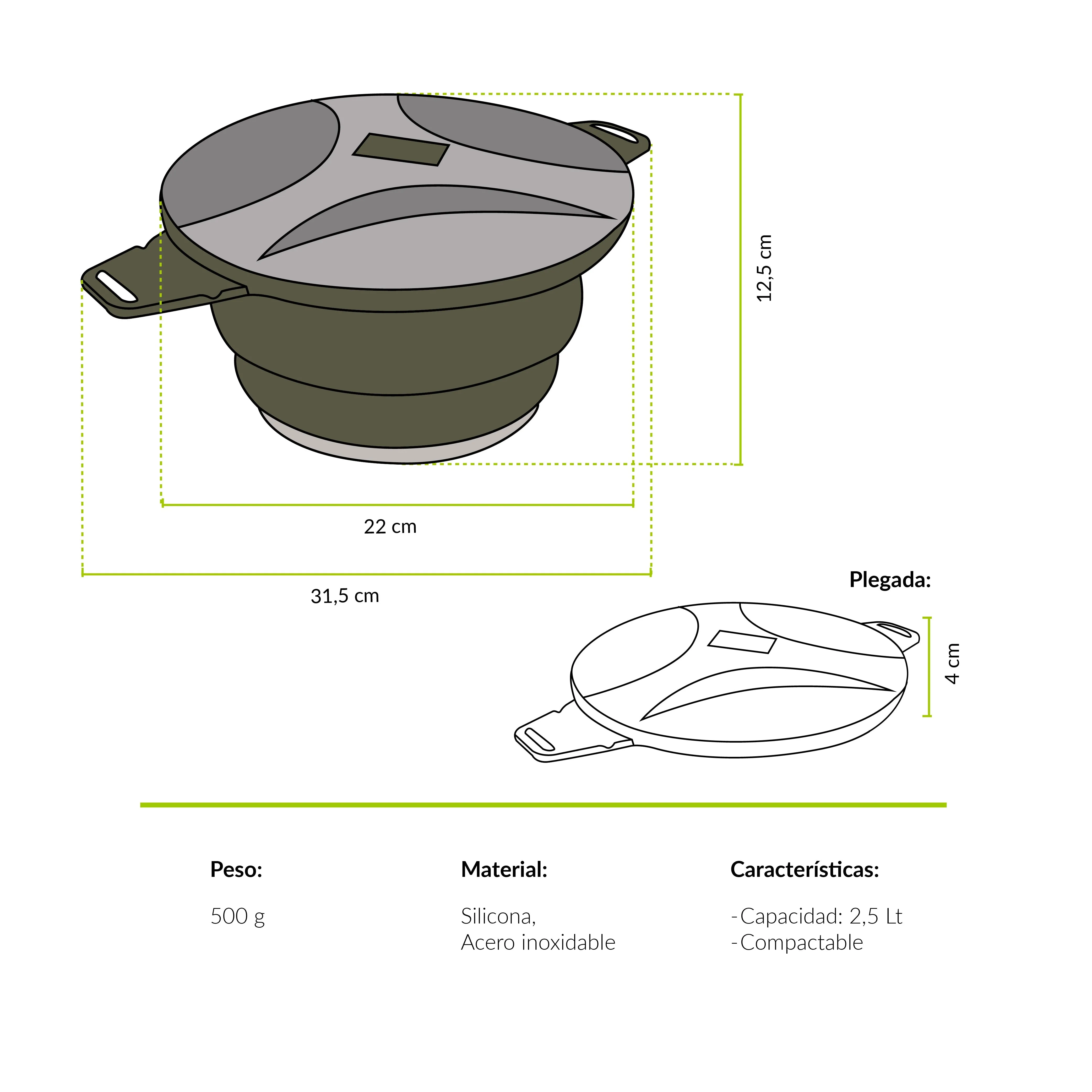 Olla plegable Maqui 2,5 lt Atakama Outdoor
