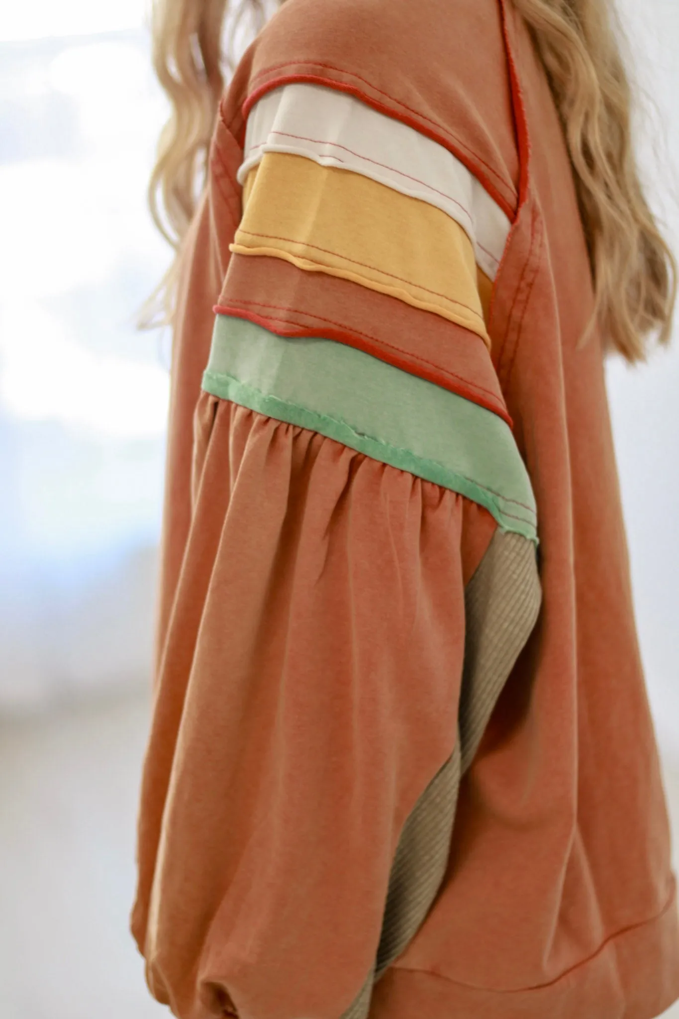 On the Go Trendy Top in Muted Pumpkin