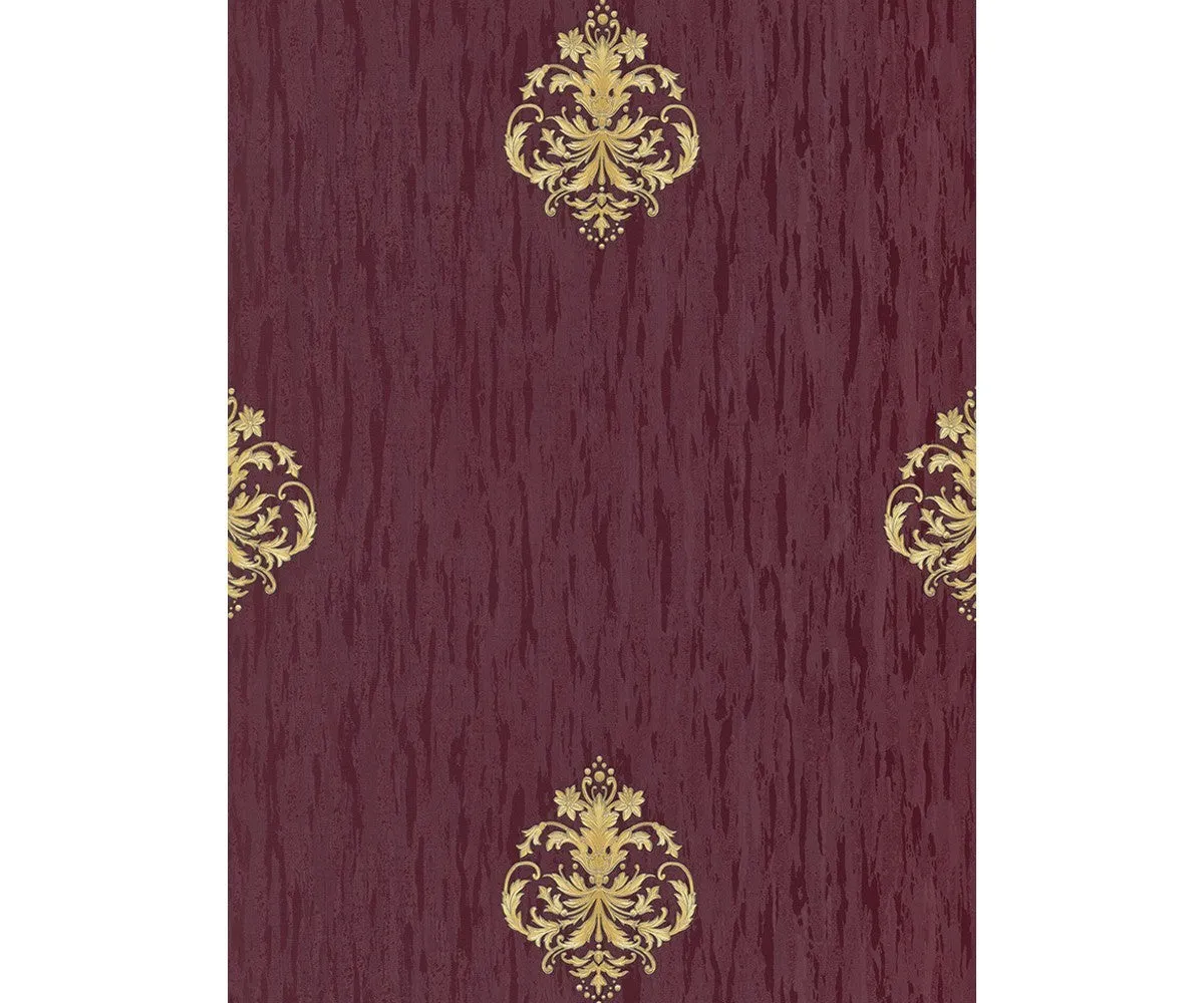 Ornated Floral Damask Motifs Red 5783-42 Wallpaper