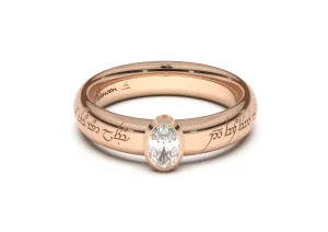 Oval Elegant Elvish Engagement Ring, Red Gold