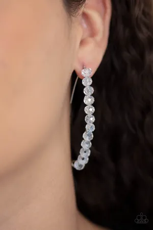 Paparazzi GLOW Hanging Fruit - White Iridescent Earrings