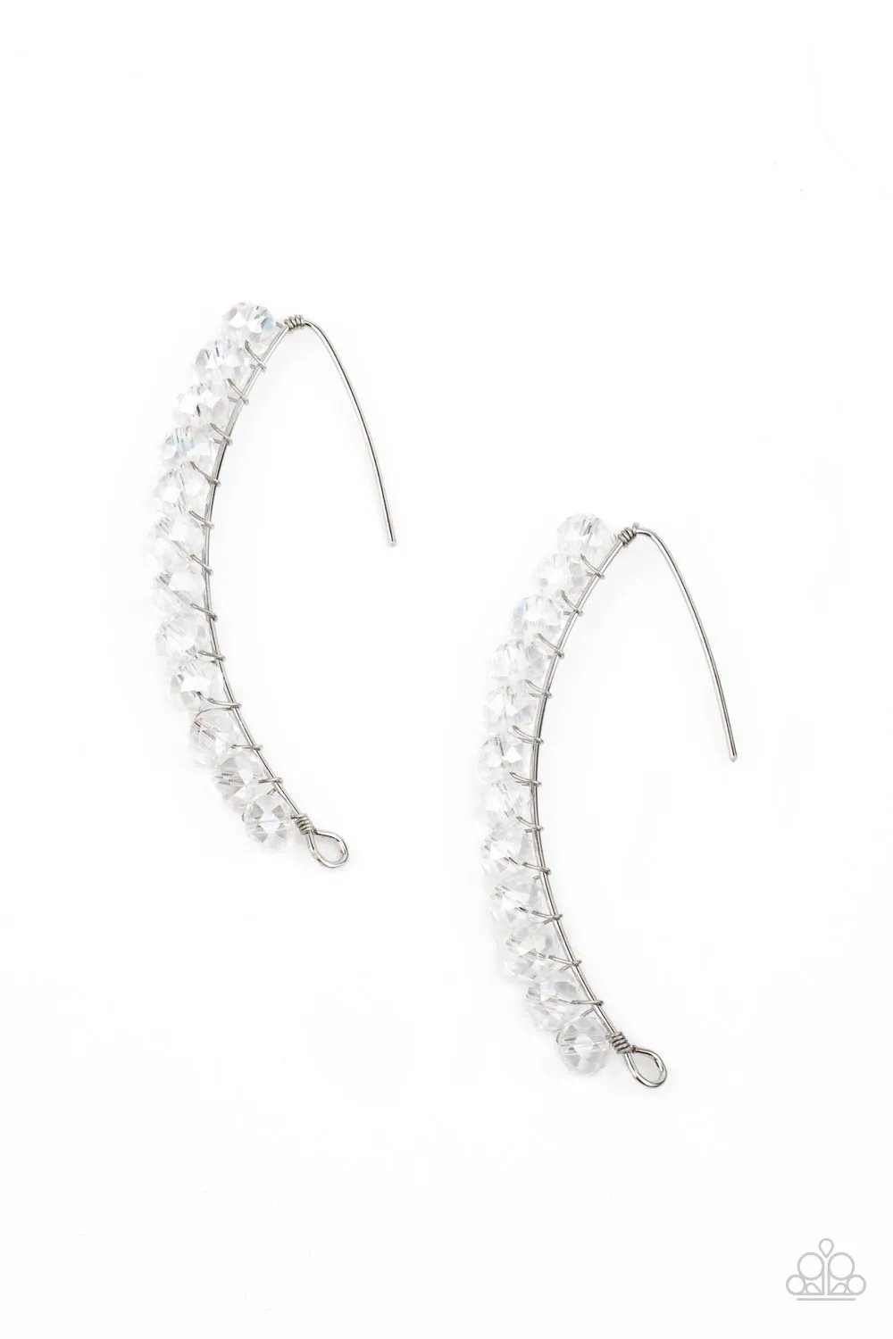 Paparazzi GLOW Hanging Fruit - White Iridescent Earrings