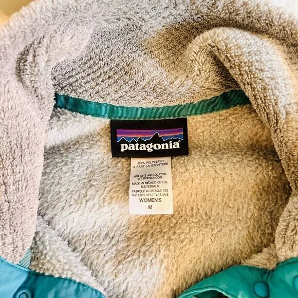 Patagonia Soft &amp; Cozy Grey and Teal Re-Tool Snap T-Fleece Pullover! ❤️