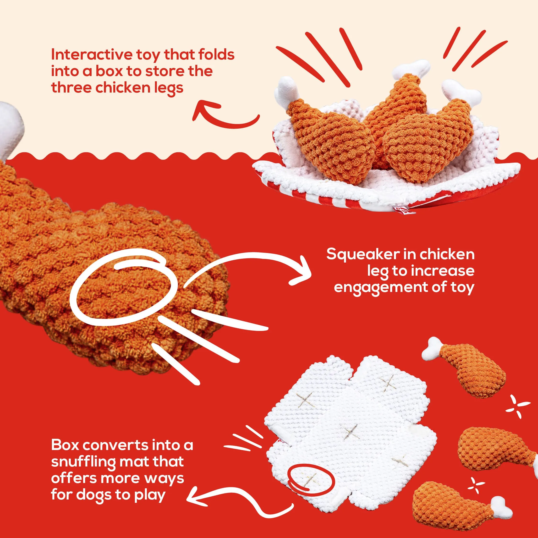PAWTY Dog Toys - PAWTY Fried Chicken Interactive Snuffle Mat Dog Toy