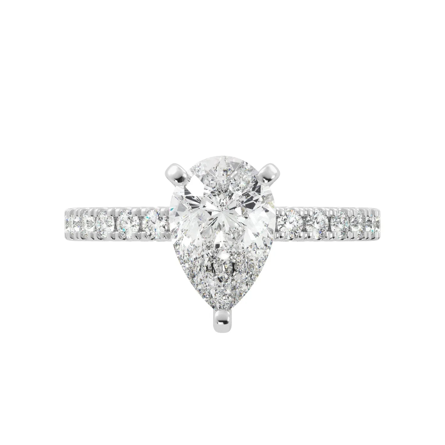 Pear Diamond Pave Set Hidden Halo Eternity Engagement Ring