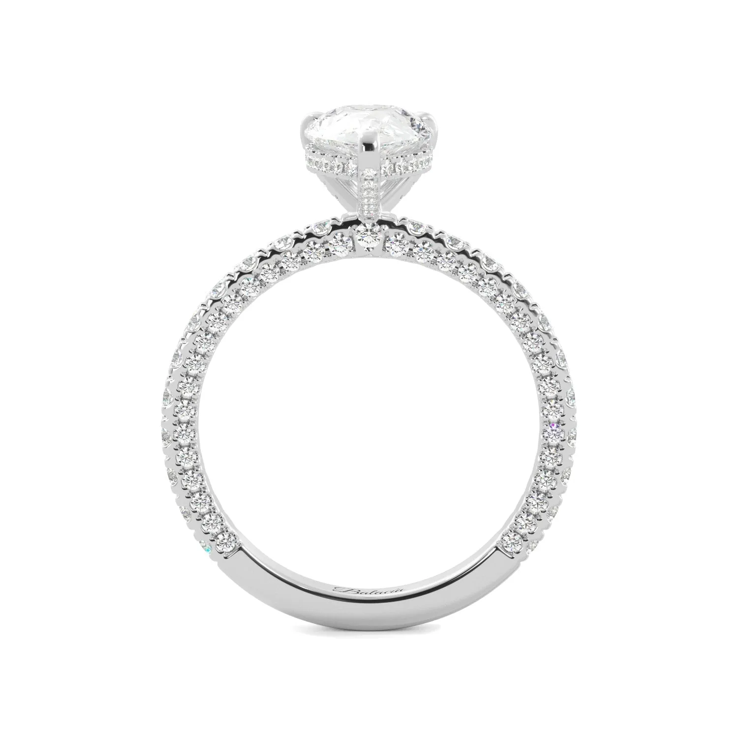 Pear Diamond Pave Set Hidden Halo Eternity Engagement Ring