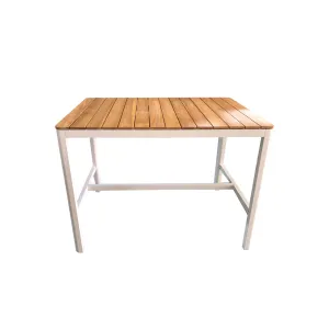 Pebble Outdoor Bar Table Teak Aluminium & Teak - White