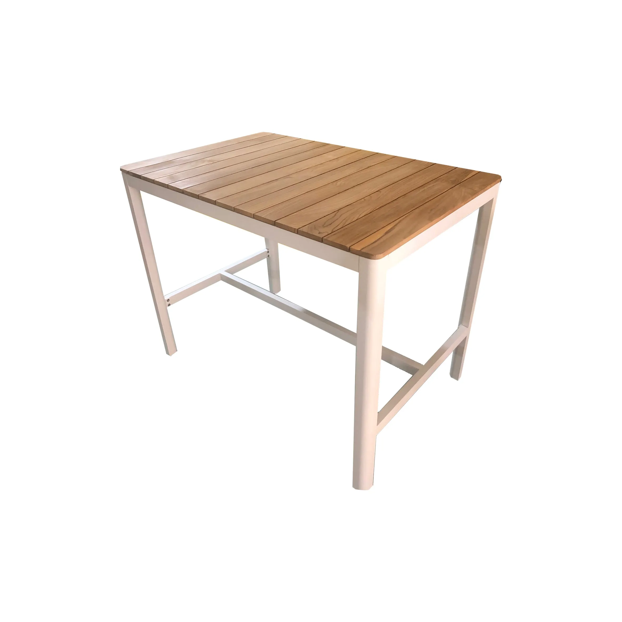 Pebble Outdoor Bar Table Teak Aluminium & Teak - White