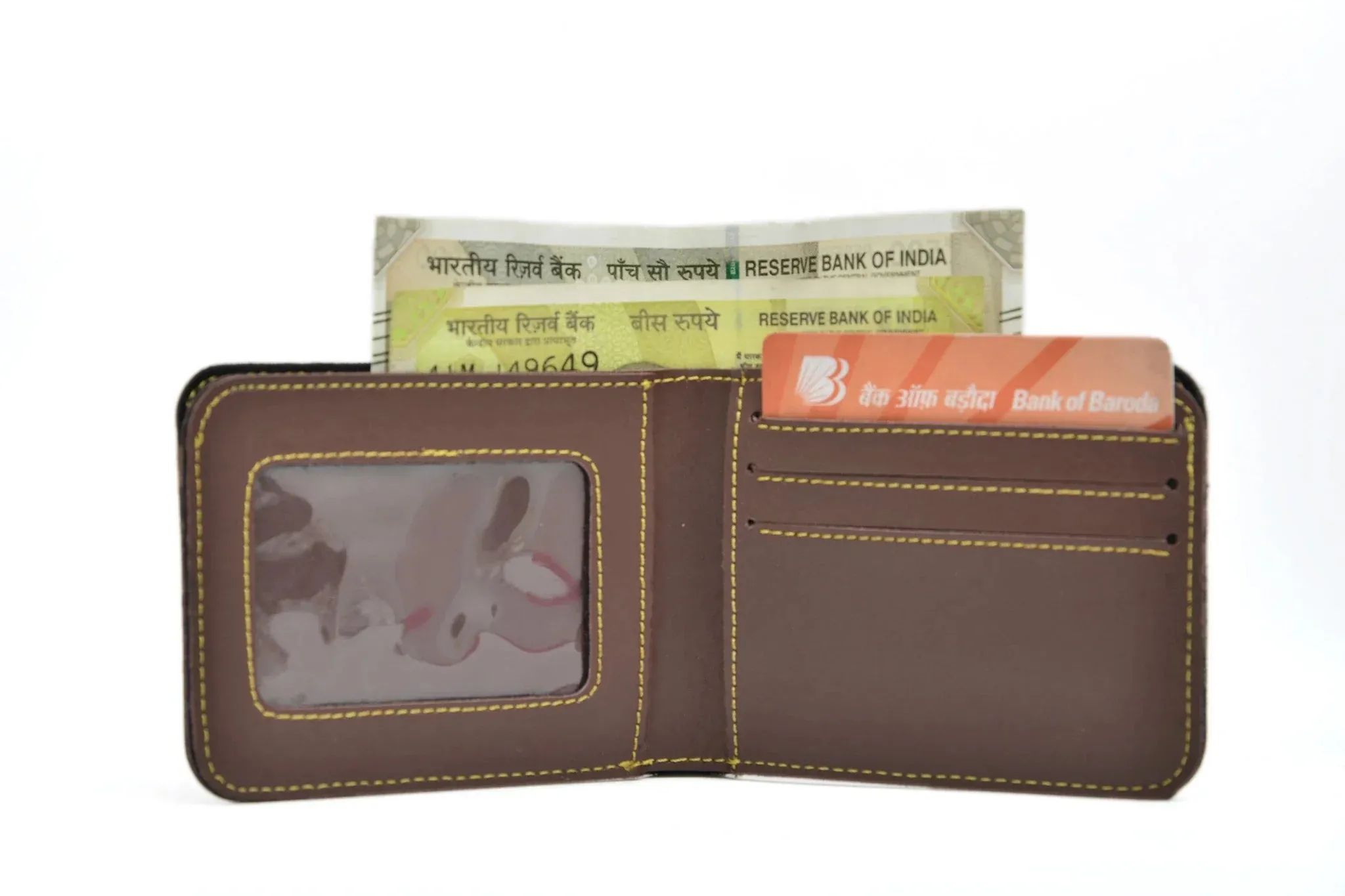 Personalised Leather Wallet   Pen & keychain Combo - Brown