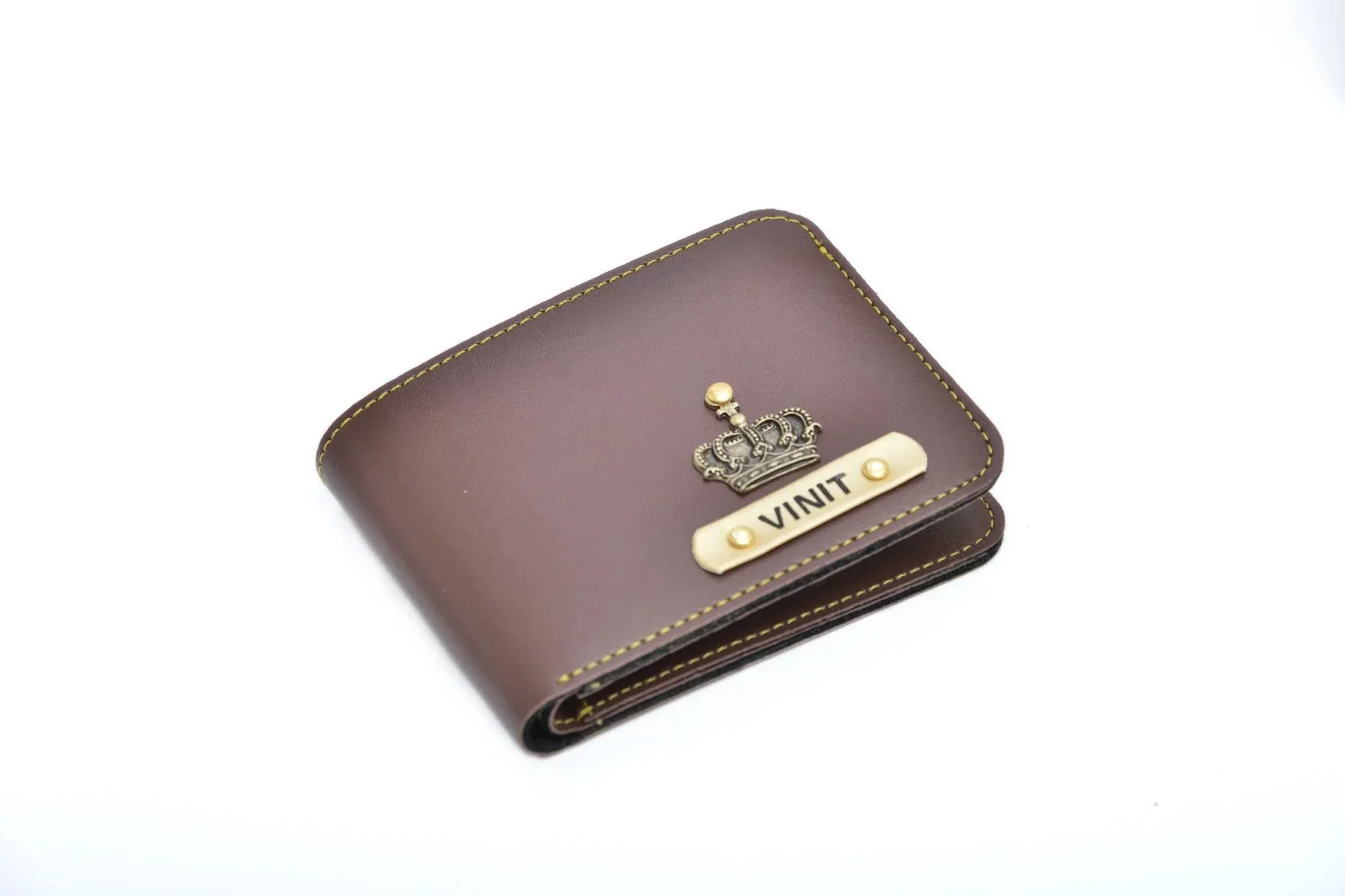 Personalised Leather Wallet   Pen & keychain Combo - Brown