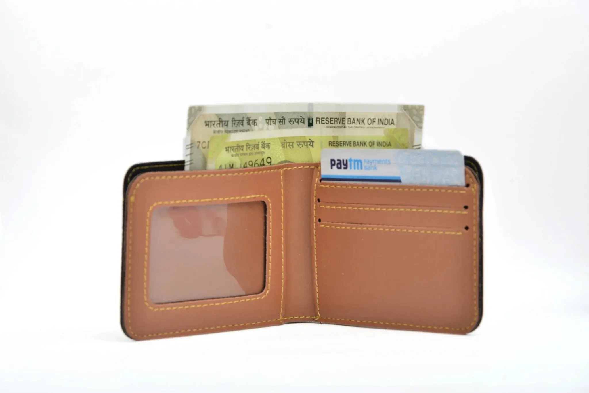 Personalised Leather Wallet   Pen & keychain Combo - Tan