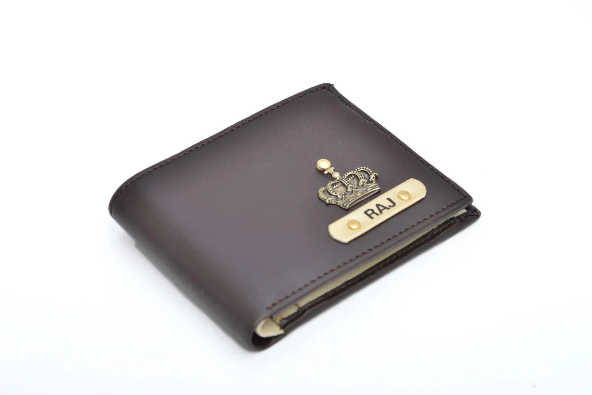 Personalised Premium Leather Wallet   Pen & keychain Combo - Brown