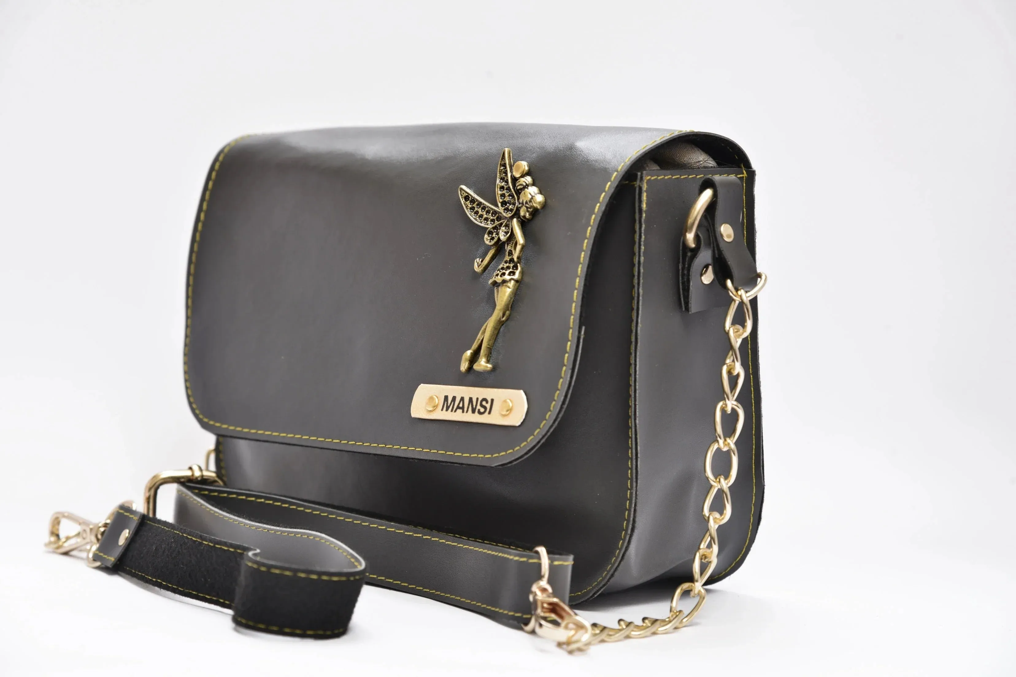 Personalized Couple's Combo : Chained Sling Bag ( Product 1 )& Men's Wallet (Product 2)- Grey