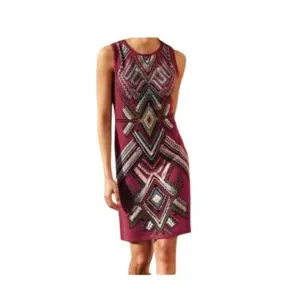 Peruvian Connection XS Aztec Print Sleeveless Midi Dress Multicolor Pima Cotton