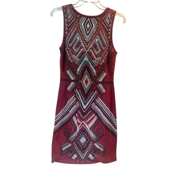 Peruvian Connection XS Aztec Print Sleeveless Midi Dress Multicolor Pima Cotton