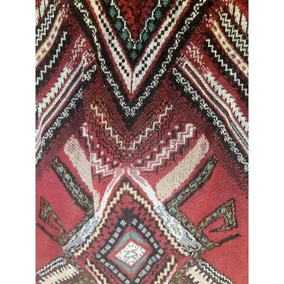 Peruvian Connection XS Aztec Print Sleeveless Midi Dress Multicolor Pima Cotton