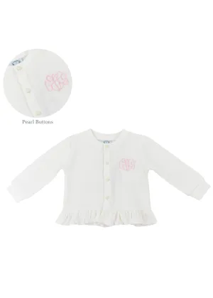 Pink Initial White Cardigan