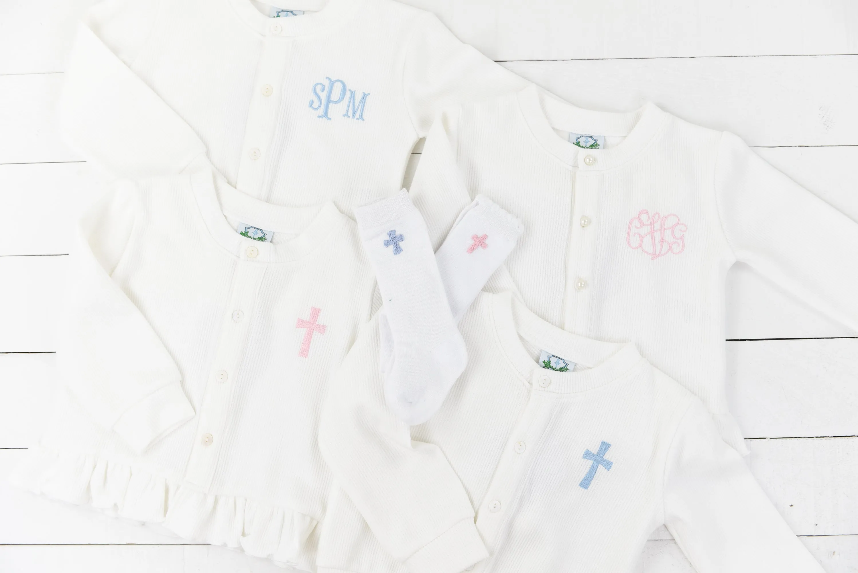 Pink Initial White Cardigan