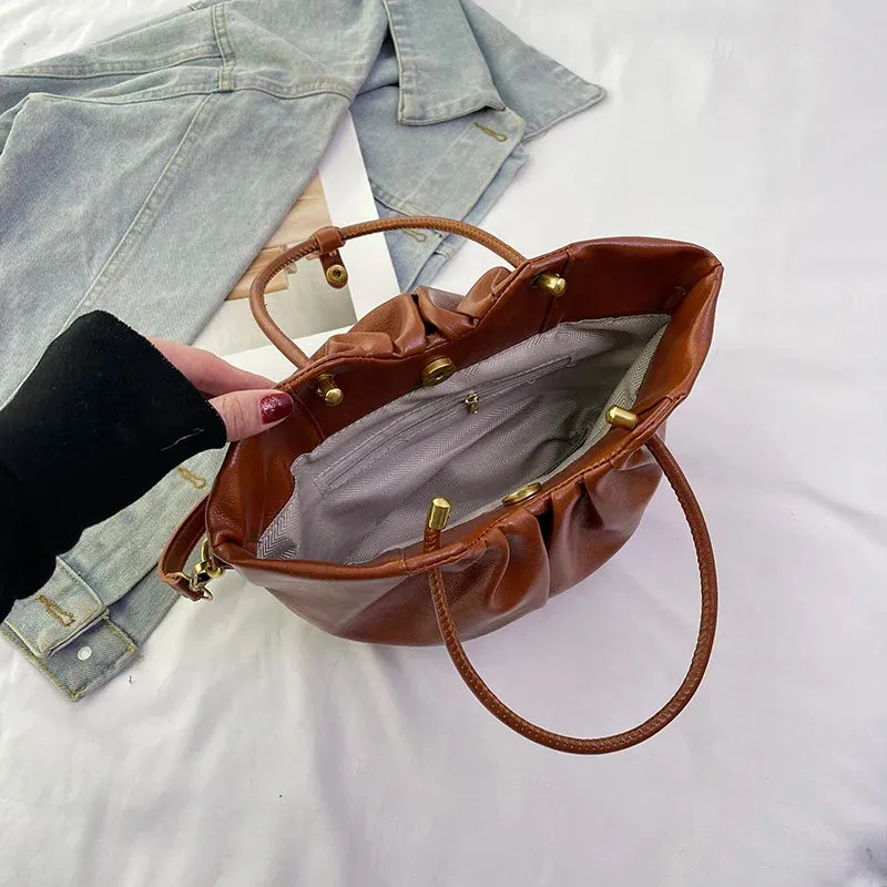 Pleated Short Handle Shoulder Bags