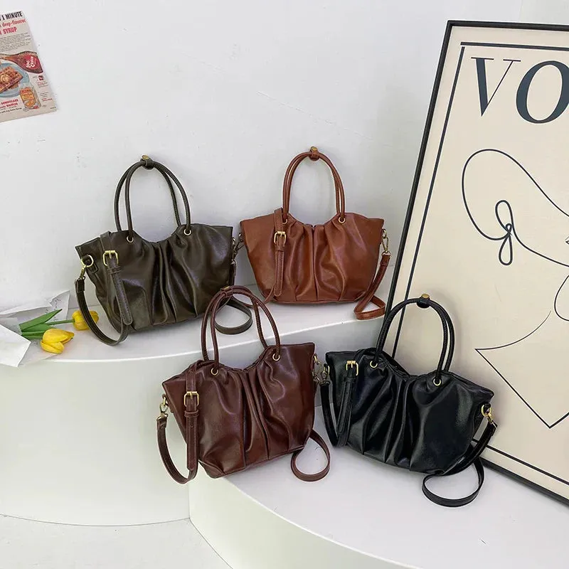 Pleated Short Handle Shoulder Bags