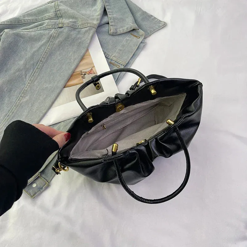 Pleated Short Handle Shoulder Bags