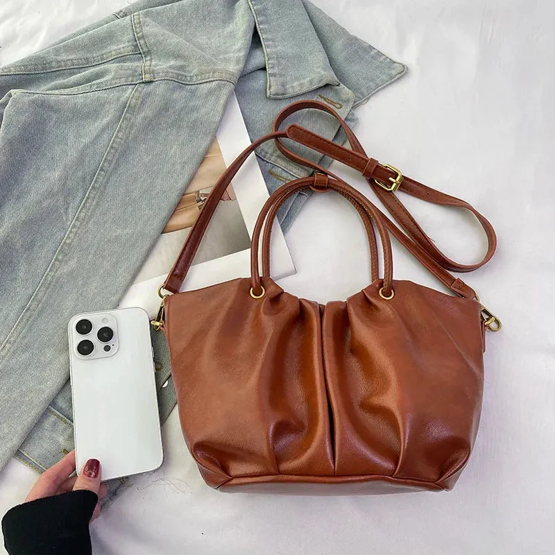 Pleated Short Handle Shoulder Bags