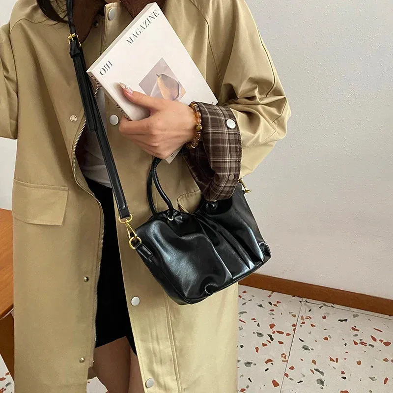 Pleated Short Handle Shoulder Bags