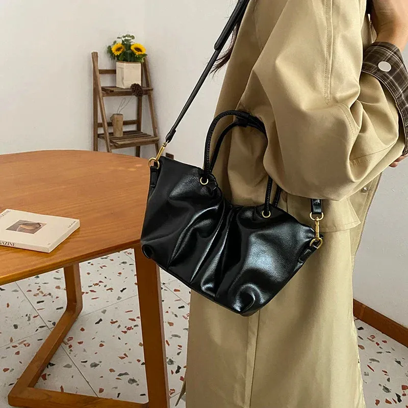 Pleated Short Handle Shoulder Bags