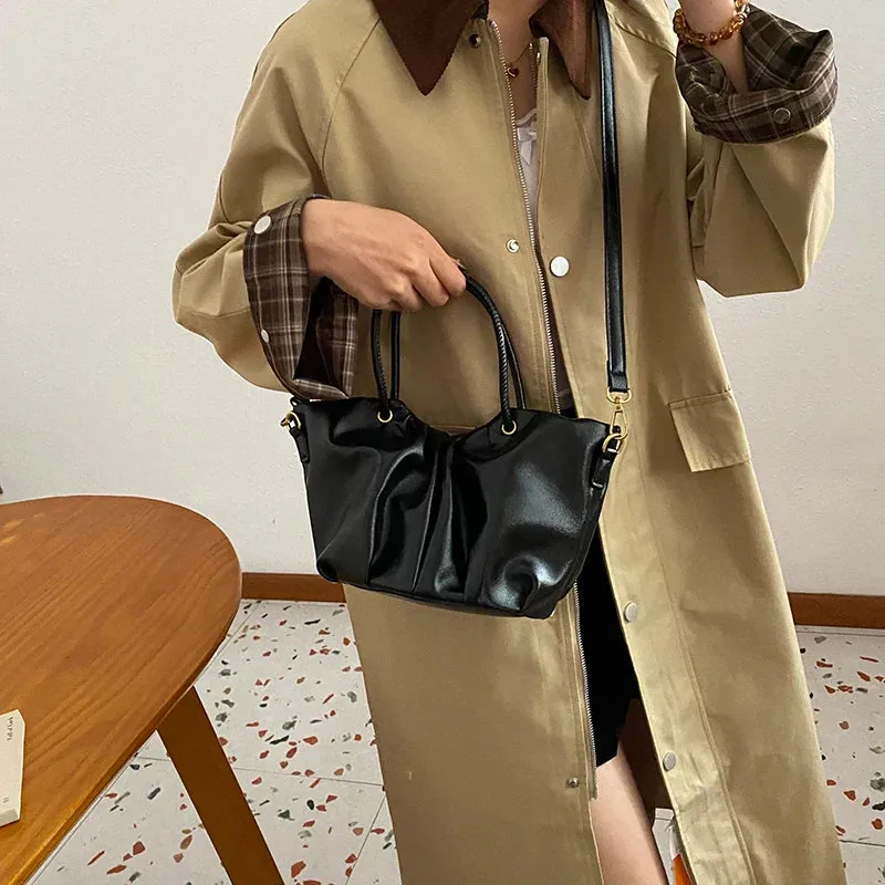 Pleated Short Handle Shoulder Bags