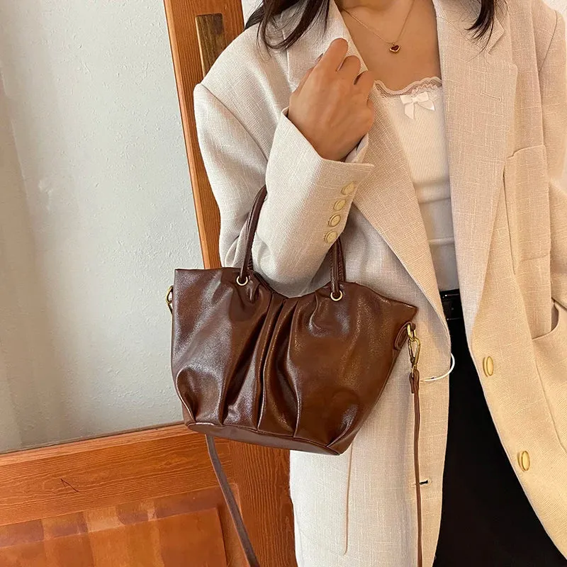 Pleated Short Handle Shoulder Bags