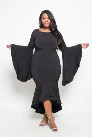 Plus Size Glam Bell Sleeve Mermaid Dress [SALE]