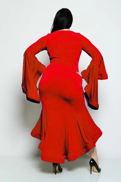 Plus Size Glam Bell Sleeve Mermaid Dress [SALE]