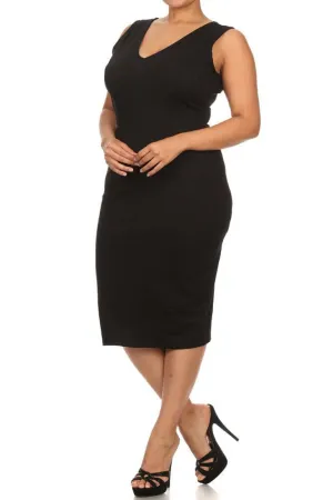 Plus Size Glamorous Midi Black Dress