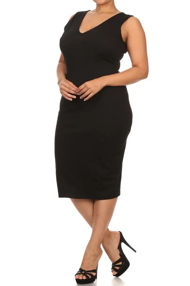 Plus Size Glamorous Midi Black Dress