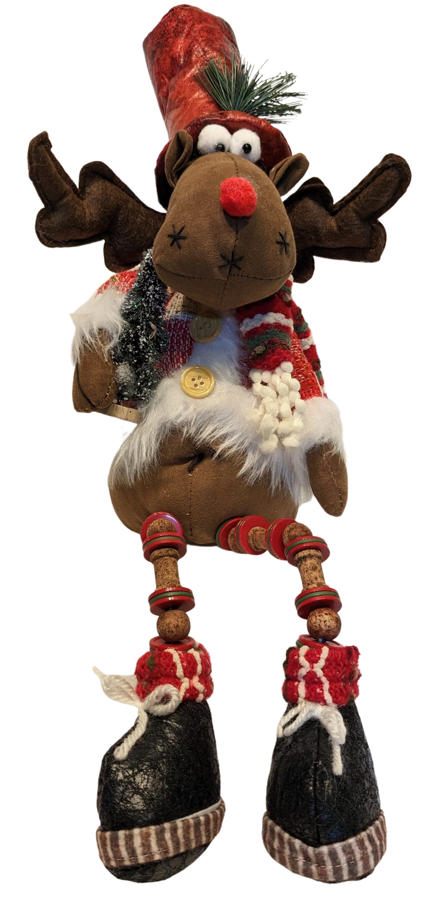 Plush Jolly Moose Shelf Sitter Holding Sled or Christmas Tree