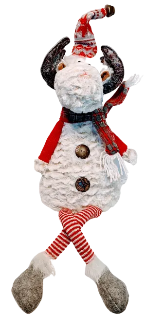 Plush Light Up Sitting Reindeer with Red/White Legs & Arms or Grey/White Legs & Arms