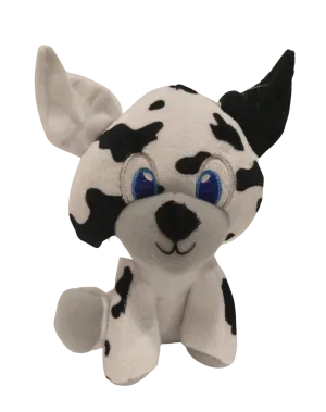 Plush White & Black 7" Sitting Dog