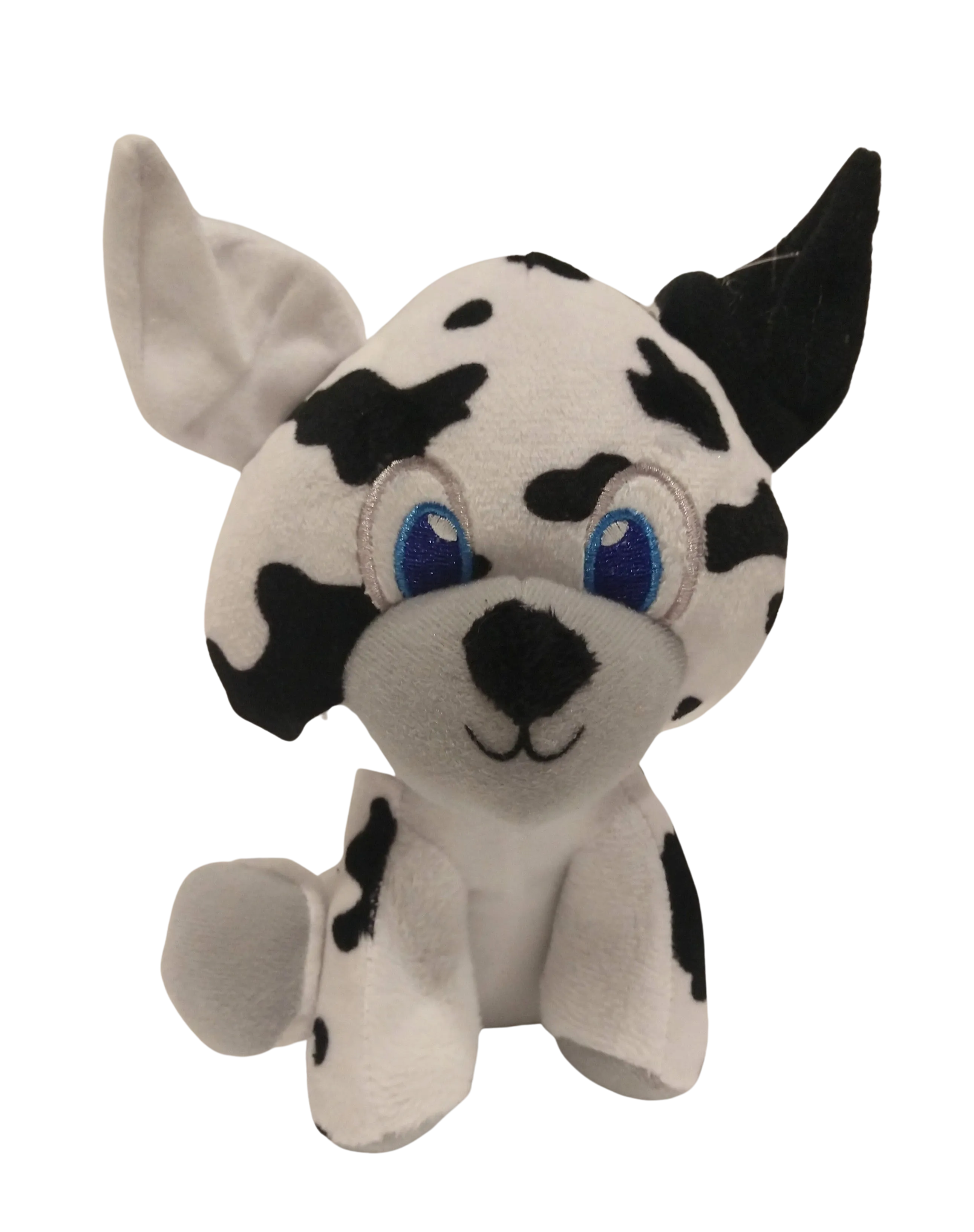 Plush White & Black 7" Sitting Dog