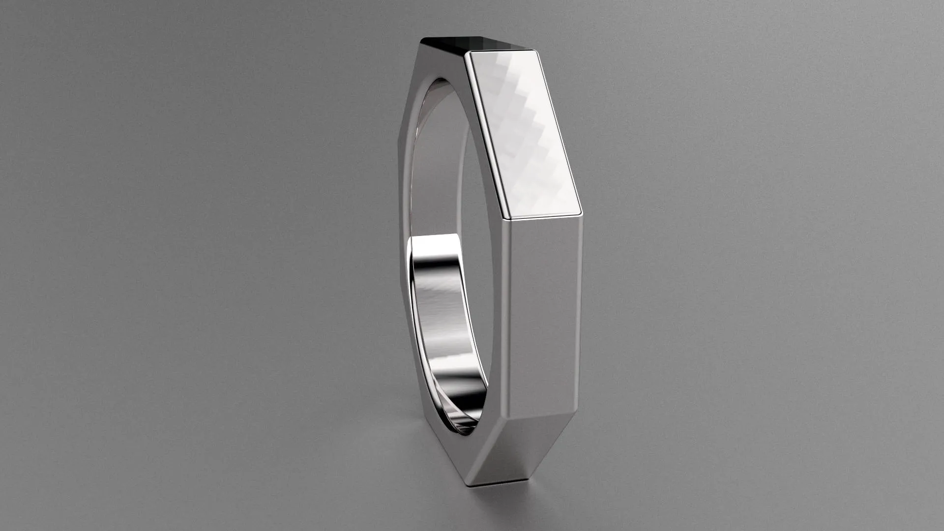 Polished Sterling Silver 4mm Octagon Bolt Wedding Band