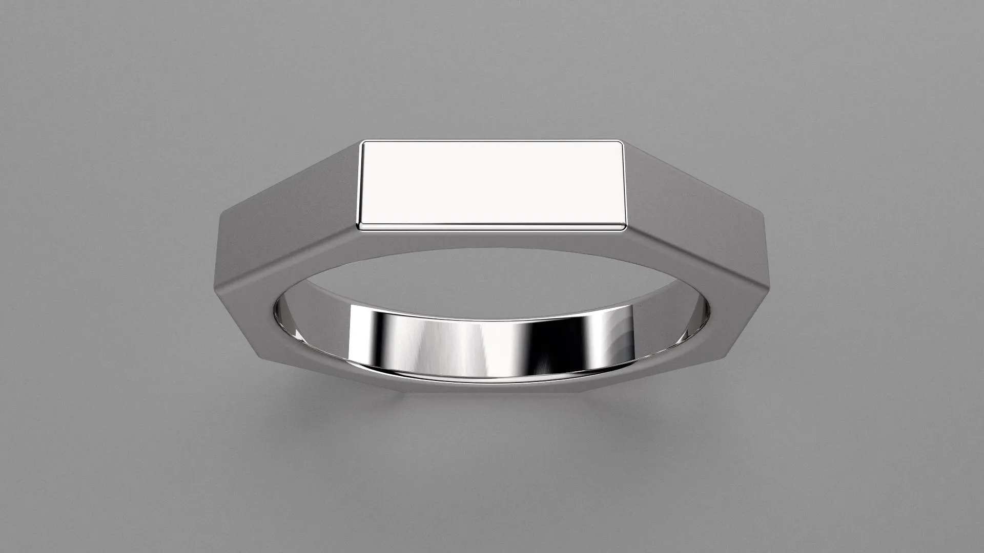Polished Sterling Silver 4mm Octagon Bolt Wedding Band