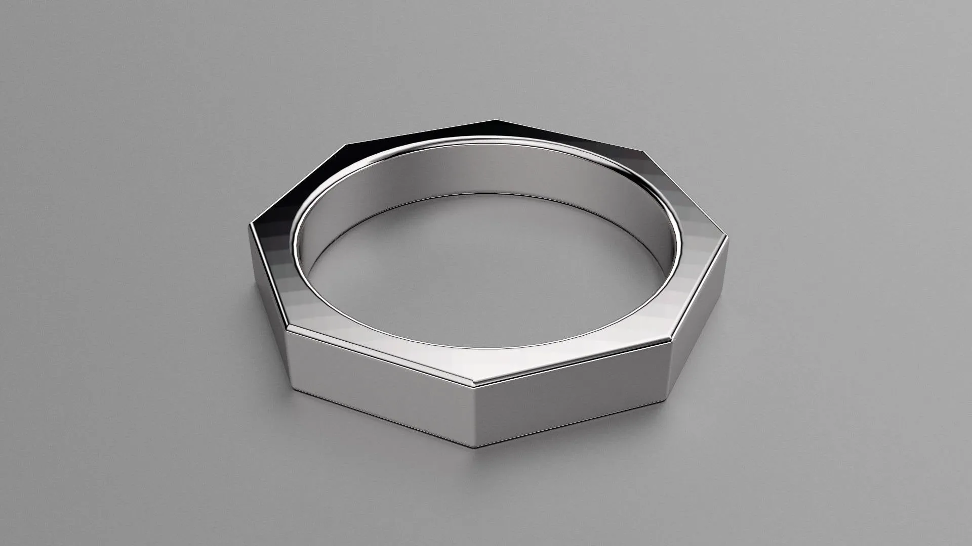 Polished Sterling Silver 4mm Octagon Bolt Wedding Band