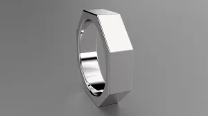 Polished Sterling Silver 6mm Octagon Bolt Wedding Band