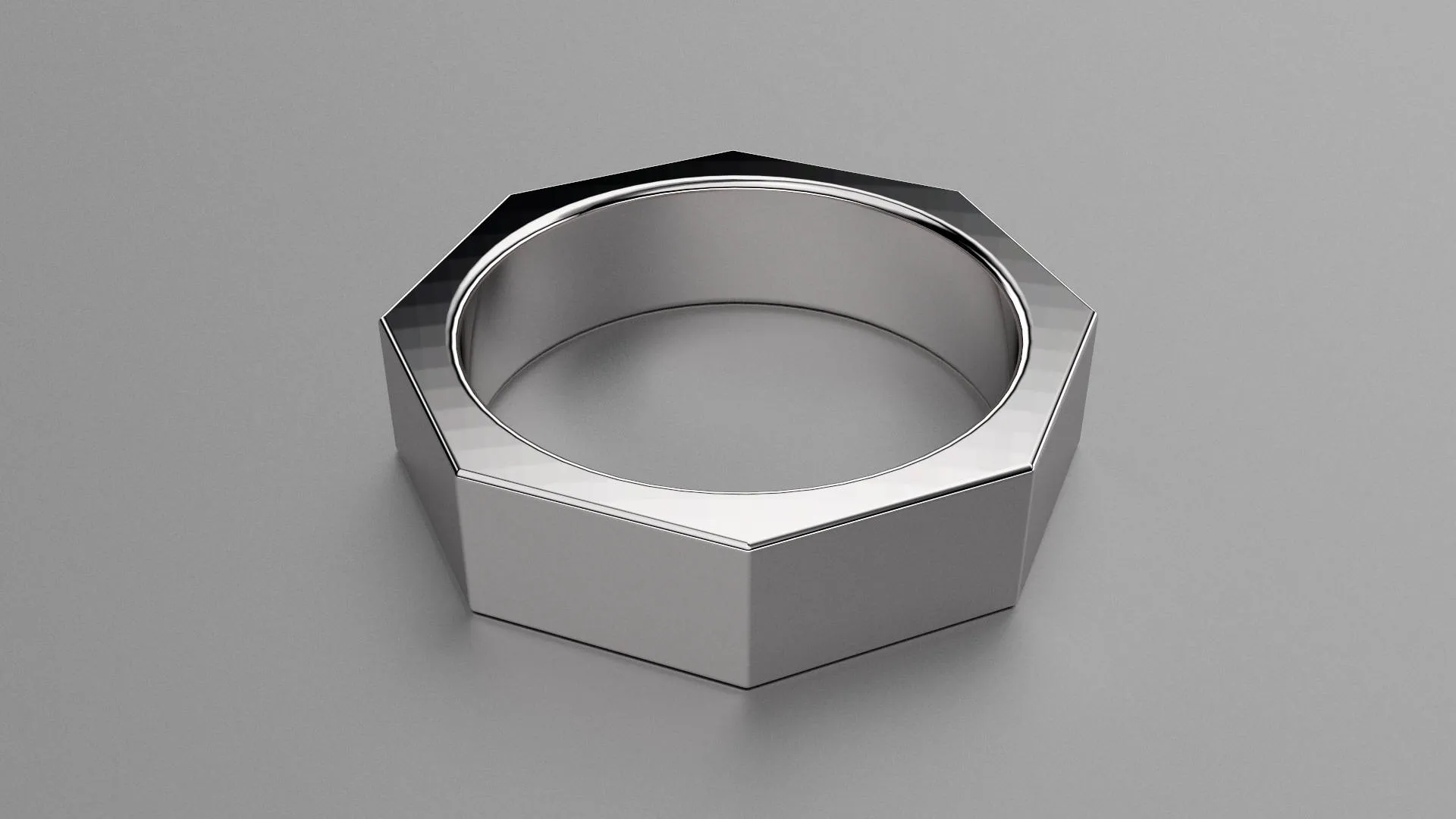 Polished Sterling Silver 6mm Octagon Bolt Wedding Band
