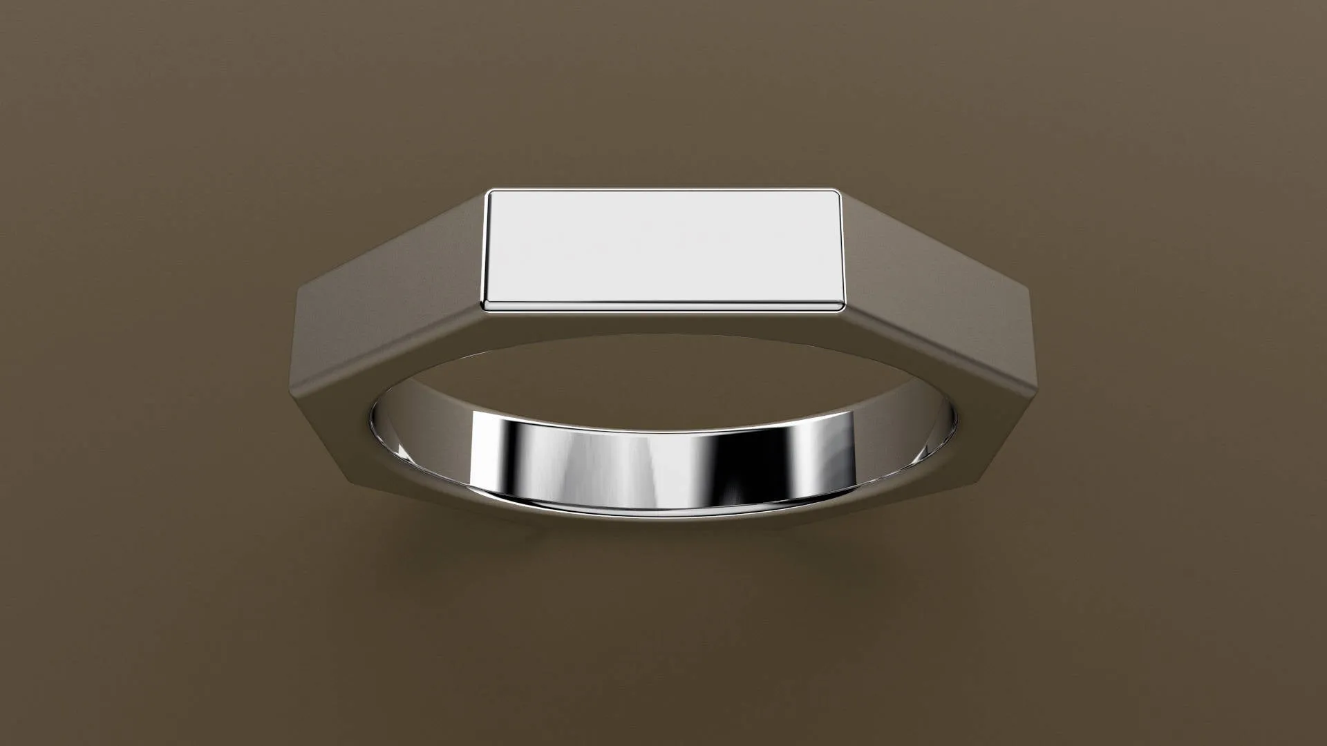 Polished White Gold 4mm Octagon Bolt Wedding Band