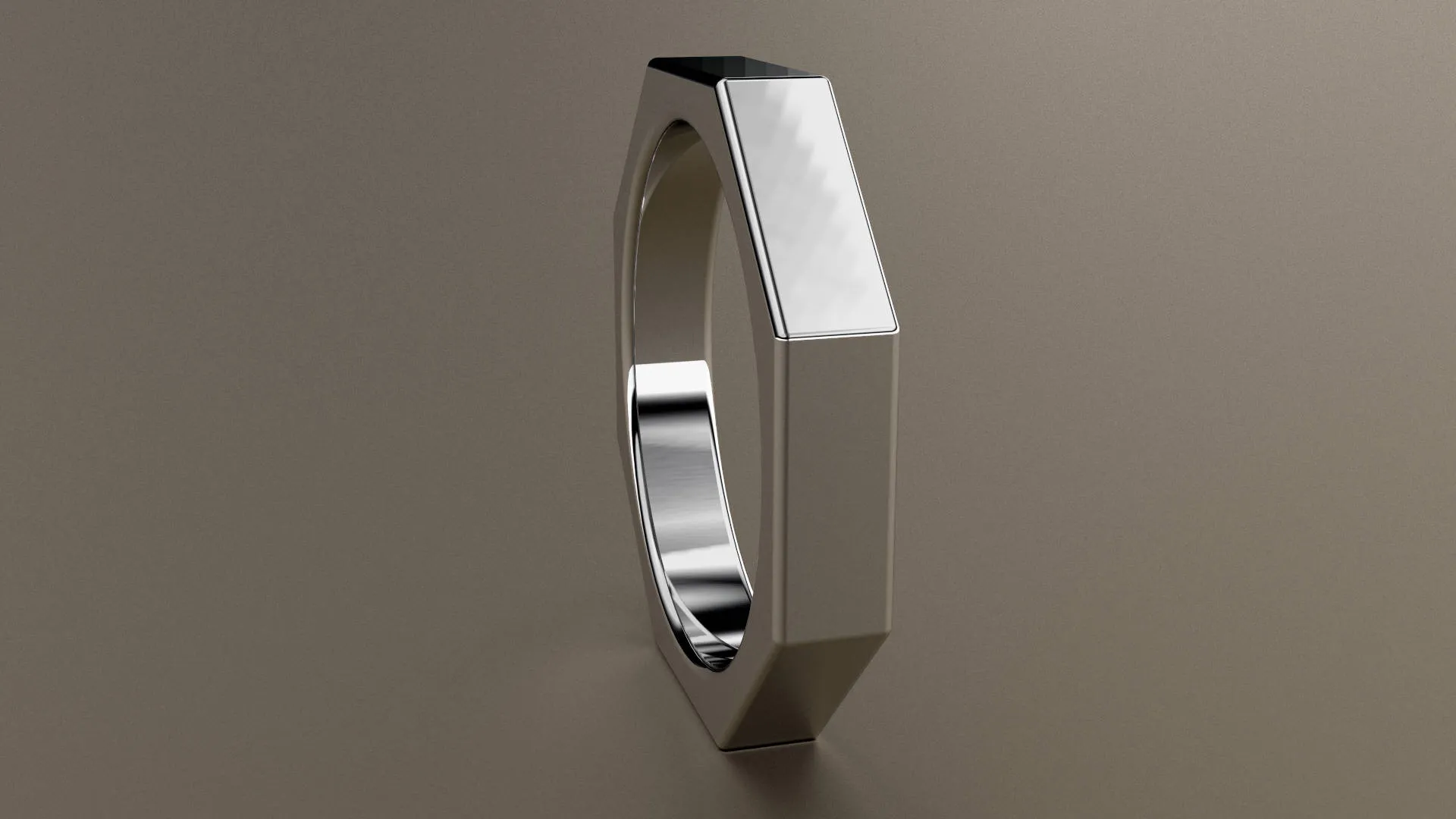 Polished White Gold 4mm Octagon Bolt Wedding Band