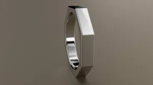 Polished White Gold 4mm Octagon Bolt Wedding Band