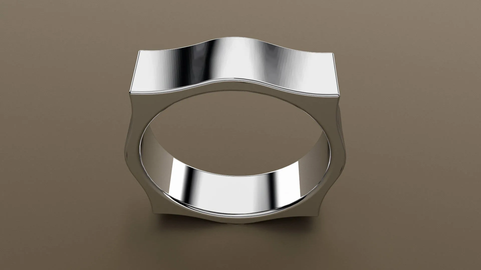Polished White Gold 6mm Pointed Square Wedding Band